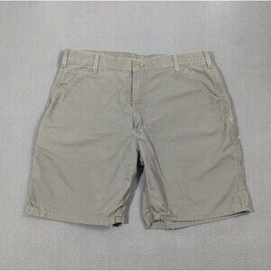 Carhartt Shorts Men's 38 Gray Cotton Carpenter Flat Front B144FAT Workwear